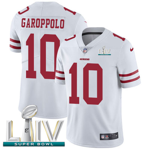 San Francisco 49ers Nike 10 Jimmy Garoppolo White Super Bowl LIV 2020 Youth Stitched NFL Vapor Untouchable Limited Jersey